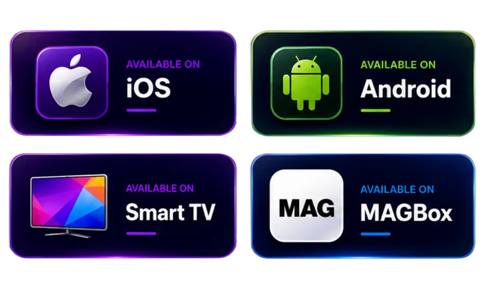 Premium IPTVTiger subscription available on iOS Apple, Android devices, Smart TV, and MAG Box
